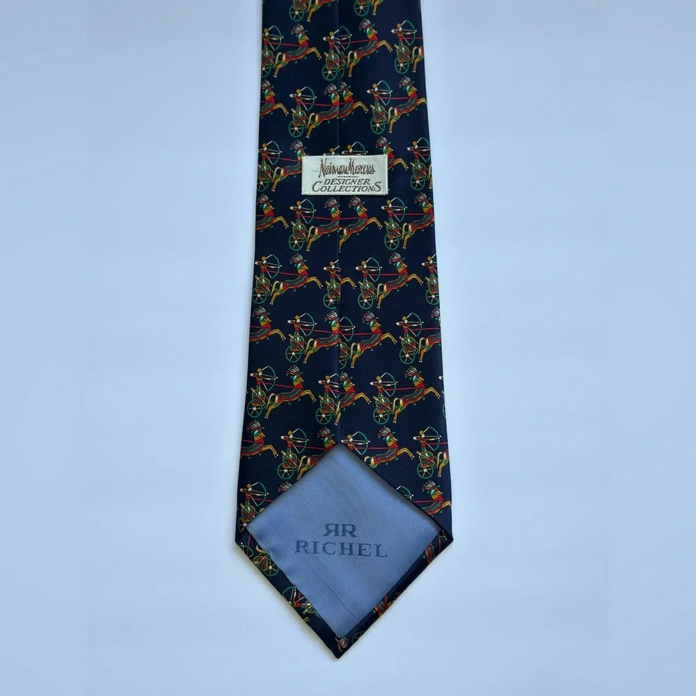 Vintage Neiman Marcus Designer Collections Silk Tie-Richel Equestrian - Picture 2 of 10